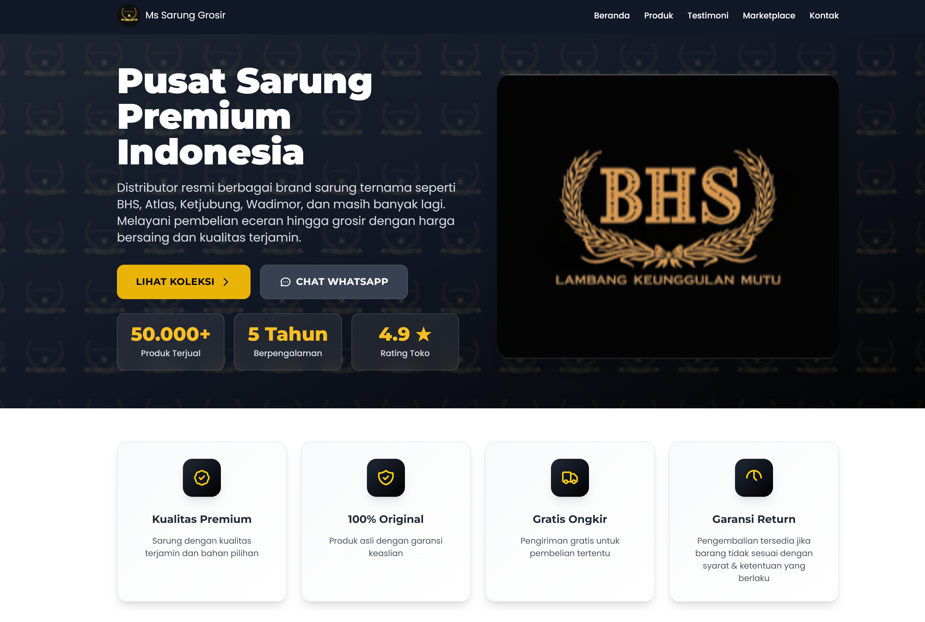 Landing Page Distributor Sarung